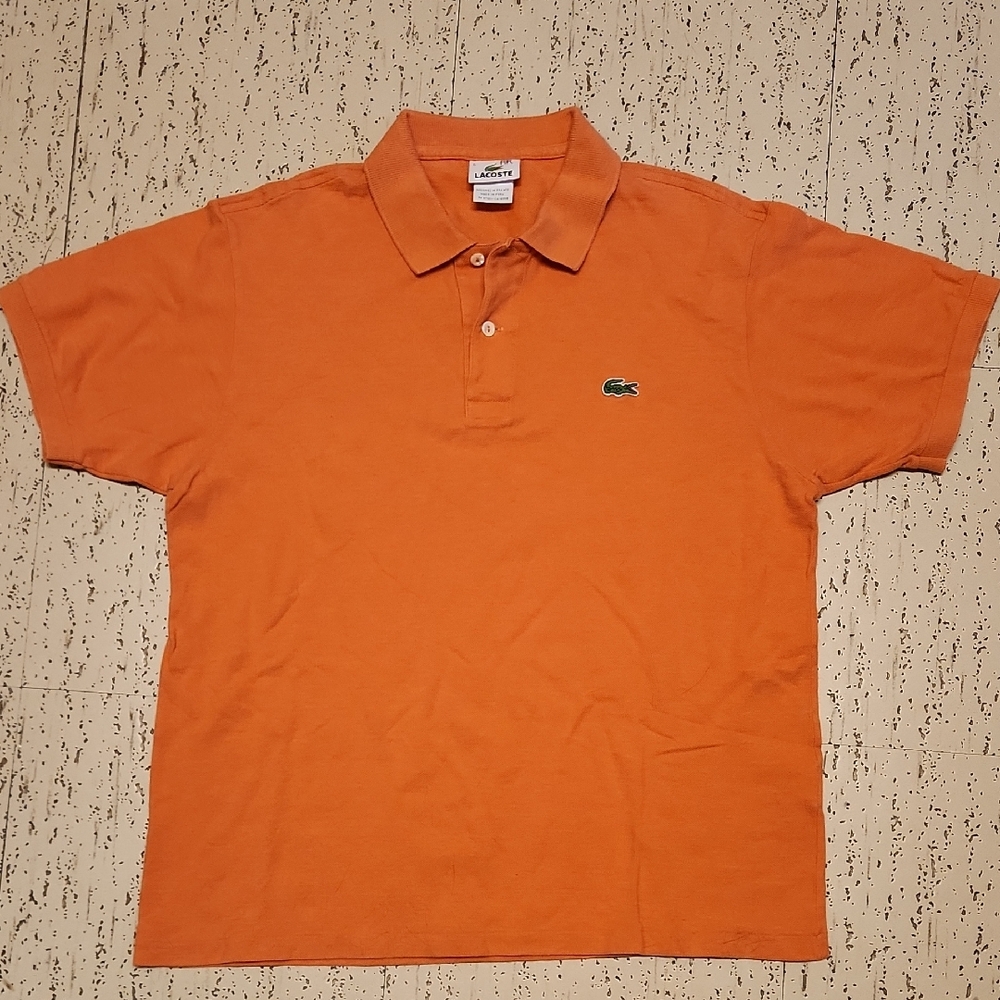 Lacoste Orange Peach 1/4 Button Down Casual Polo Shirt